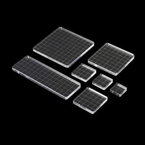 Miniatura 4 de PATIKIL Bloque de sello acrílico, paquete de 7 bloques de estampado transparentes con líneas de cuadrícula, bloques de montaje decorativos, juego