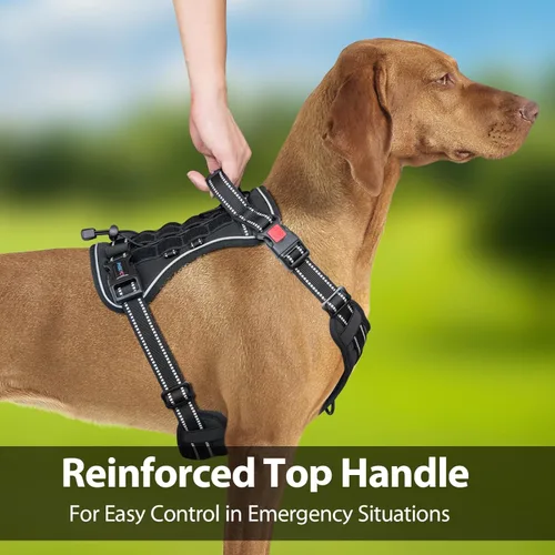Miniatura 6 de PHOEPET Arnés táctico sin tirones para perro, chaleco de servicio con paneles Molle y bucle, fácil control con asa para perros pequeños (negro, S)