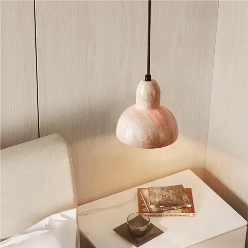 Miniatura 3 de Lámpara colgante industrial de estilo japonés para dormitorio, lámpara colgante de mesita de noche, lámpara colgante de piedra con agujero amarillo