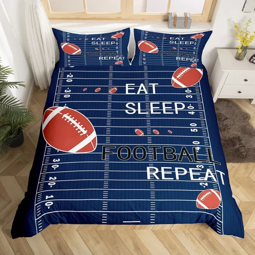 Miniatura 44 de jejeloiu Juego de ropa de cama de fútbol para niños, tamaño individual, juego de funda de edredón de fútbol para niños y niñas, funda de edredón