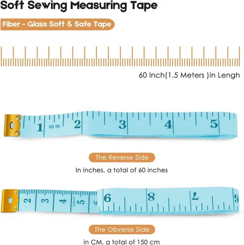 Miniatura 3 de iBayam Paquete de 2 cintas métricas de cinta métrica para coser tela corporal, tela a medida, vinilo para hacer manualidades en casa, reglas