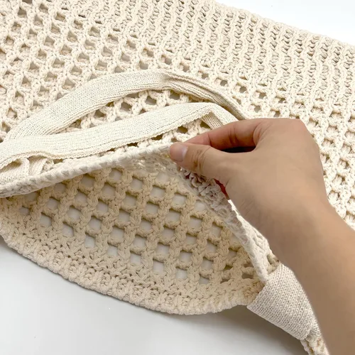 Miniatura 8 de ENBEI Bolsa de playa para mujer, diseño hueco de punto de ganchillo, elegante para la playa, viajes y uso diario
