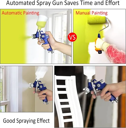 Miniatura 4 de Tosucs HVLP Pistola rociadora con punta de 1.0mm Pistola rociadora de aire para pulverización de coche Pistola de pintura de alimentación por