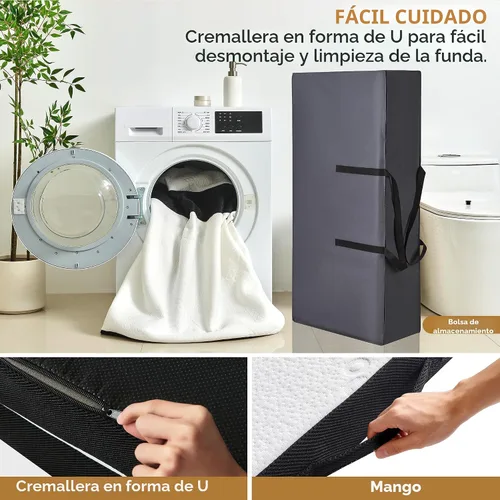 Miniatura 6 de Colchón Tríptico de 4 Pulgadas, Colchón de Espuma Viscoelástica Plegable Tamaño Individual con Cubierta Lavable de Viscosa Derivada de Bambú, Topper