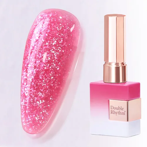 Double Rhythm Esmalte de gel con purpurina de nieve de 0.5 fl oz, color holográfico reflectante para arte de uñas, salón de manicura y bricolaje en