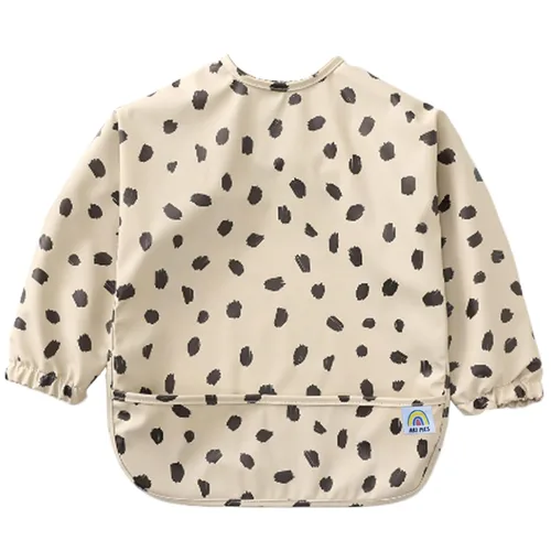 ARI MES Baberos impermeables de manga larga para bebés para comer - Manchas negras, pequeño - Usable, cubretodo para niño pequeño, babero de manga