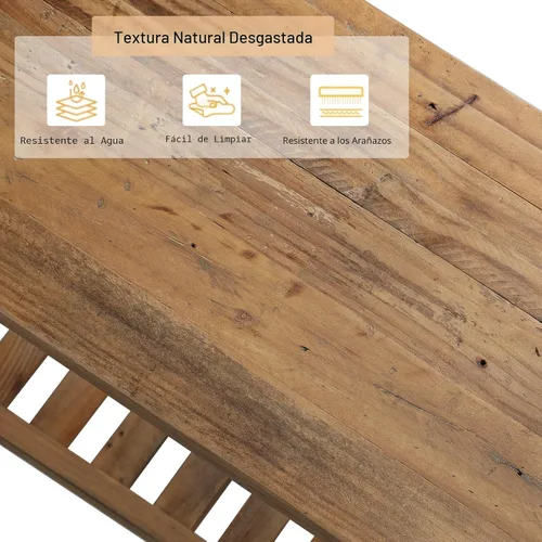 Miniatura 9 de HOKYHOKY Mesa Consola de Madera Maciza Recuperada, 59" de Largo Mesas de Entrada Estilo Granja, Mesa Rectangular de Sofá Detrás del Sofá, Mesas