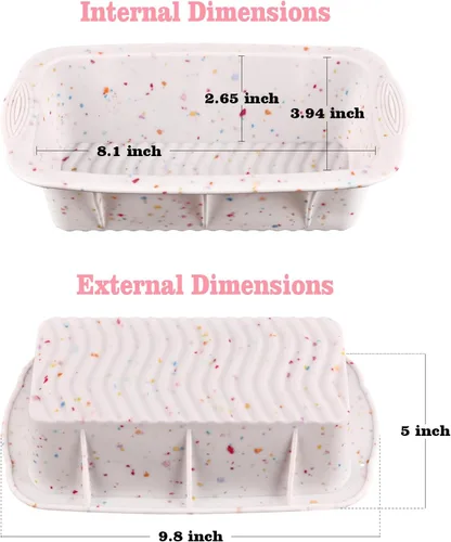 Miniatura 3 de Sakolla Paquete de 2 moldes de silicona para pan, antiadherentes, de fácil desmolde, molde rectangular de silicona para hornear pasteles, pastel