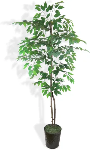 Miniatura 12 de LCG Florals - Árbol artificial de ficus de 4 pies en maceta de metal de cobre, planta de interior sintética con tronco de madera real, totalmente