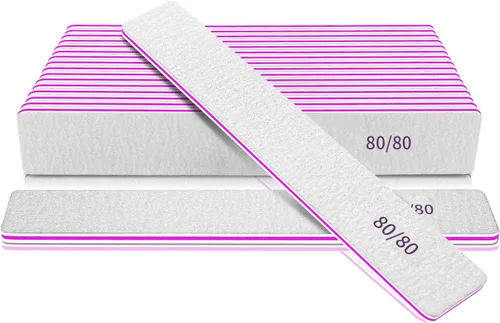 Herramientas profesionales de manicura de lima de uñas para aseo y peinado, extensión de uñas de polietileno en salón, doble cara, grano 80/80, 12
