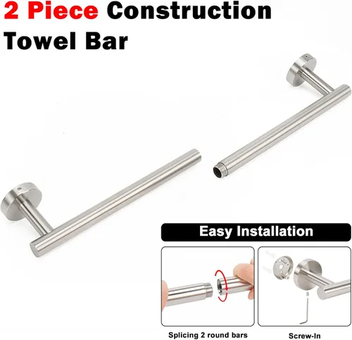 Miniatura 4 de NearMoon - Barra para toallas de baño, toallero de acero inoxidable grueso para ducha, soporte de toalla montado en la pared para baño, longitud