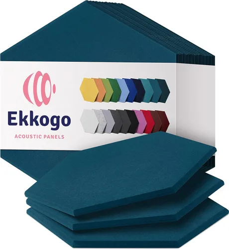 Miniatura 37 de Paneles insonorizantes de alta densidad para pared, forma hexagonal, paquete de 12 unidades de 14" x 12.1" x 0.4", color azul mezclilla Azul denim