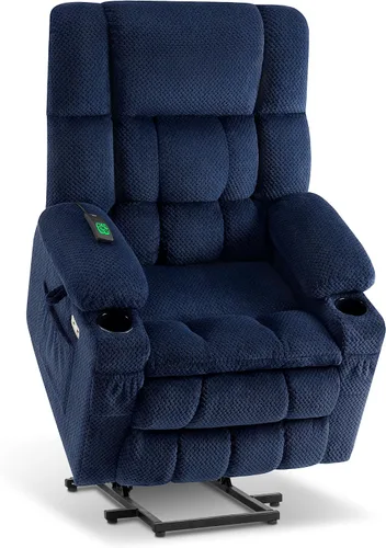 Miniatura 33 de MCombo 7893 - Silla reclinable pequeña de doble motor para ancianos pequeños, silla elevadora de gravedad cero con calor y masaje, posición Beige