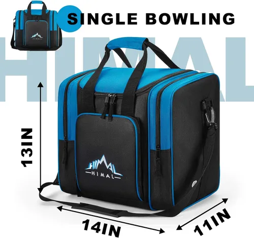 Miniatura 2 de Himal - Bolsa de bolos para una sola esfera, bolsa de bolos con soporte acolchado para esfera, se adapta a zapatos de bolos hasta talla 14 para Azul
