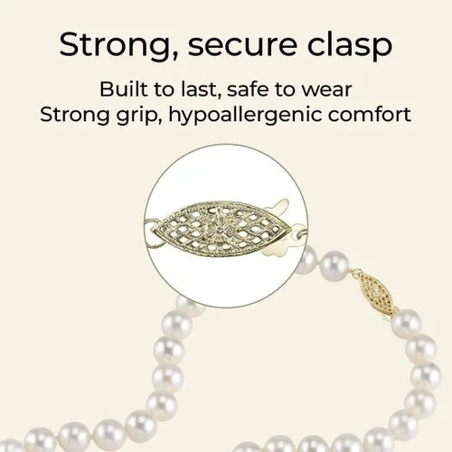 Miniatura 7 de The Pearl Source Real Pearl Necklace for Women with AAA+ Quality Round White Freshwater Genuine Cultured Pearls