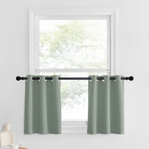 Miniatura 125 de NICETOWN Cortinas opacas de cocina para ventana sobre el fregadero, aislamiento térmico, decoración del hogar, pequeños niveles opacos con ojales