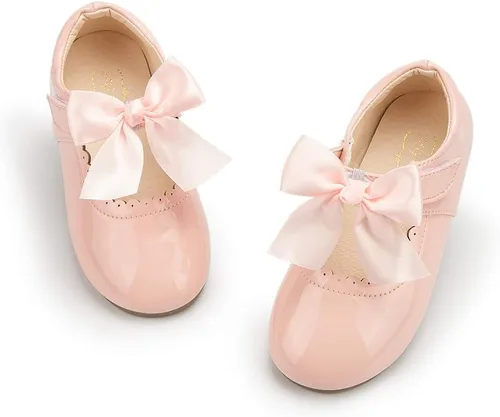 Meckior Toddler Little Girl Mary Jane Dress Shoes Ballet Flats for Girl Party School Shoes Bowknot Princess Shoes