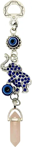 Miniatura 9 de LUCKBOOSTIUM Colgante de elefante feliz con azul, blanco y negro, adorno colgante de coche y piedra preciosa de dije – Accesorios para espejo