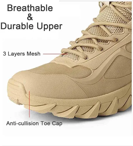 Miniatura 3 de Einplus Botas tácticas militares de combate para hombre, resistentes al agua, ligeras, botas de trabajo