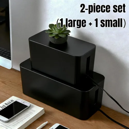 Miniatura 4 de Juego de organizador de cables 1L+1 pequeño con 4 bridas de silicona, caja de organización de cables de 2 piezas, organizador de cables de tapa