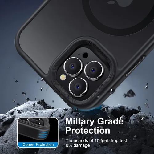 Miniatura 2 de Funda magnética para iPhone 13 Pro, probada en caídas de grado militar, compatible con MagSafe, funda protectora delgada, translúcida mate a prueba