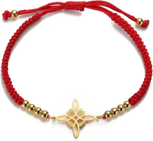 EUEAVAN Delicada pulsera de nudo de bruja celta, amuleto recortado de cuatro esquinas, encanto irlandés wicca vintage, regalo de joyería para mujer