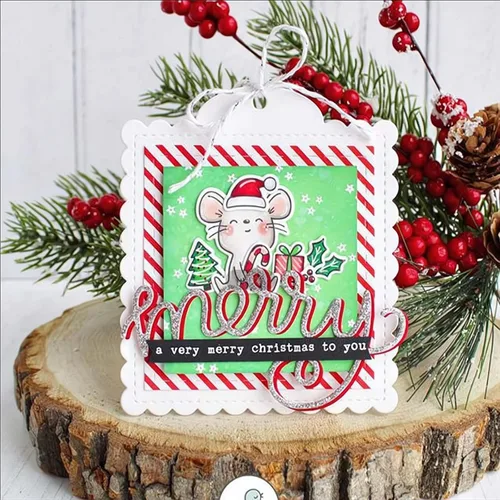 Miniatura 4 de Sellos transparentes de ratón de Navidad y juegos de troqueles para hacer tarjetas, plantillas de corte para álbumes de recortes, álbum de fotos