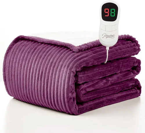 Miniatura 10 de Homemate Manta térmica eléctrica de 50 x 60 pulgadas, manta térmica de 1/2/4/6/8 horas de apagado automático, 10 niveles de calor, protección contra