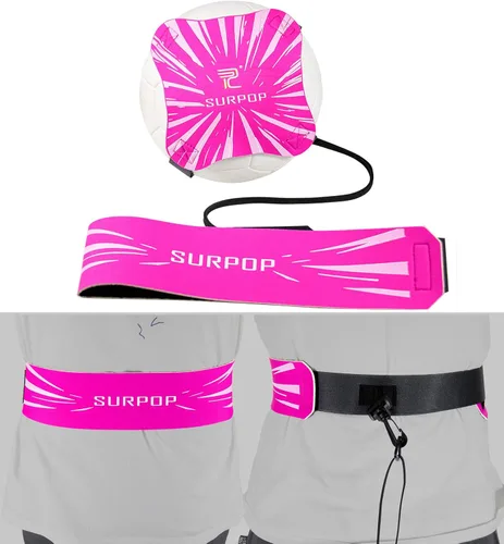 Miniatura 6 de Entrenador de fútbol/voleibol/rugby, patada y lanzamiento de fútbol, ayuda de entrenamiento para práctica en solitario, control de habilidades, Rosa