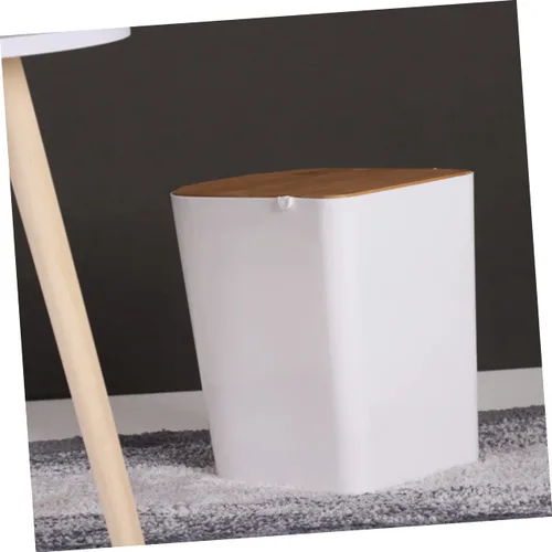 Miniatura 4 de Bote de basura de plástico moderno con tapa tipo prensa para baño y cocina, diseño compacto con capacidad