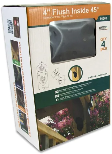 Miniatura 3 de OZCO Laredo Sunset - Soportes angulares interiores empotrados de 45 grados, 4 pulgadas, acero, acabado con recubrimiento en polvo, negro, 4 piezas