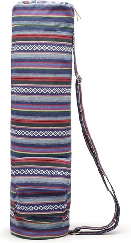 Miniatura 4 de Bolsa de lona para esterilla de yoga con correa ajustable y bolsillos, bolsa de gimnasio de viaje con cierre completo para mujeres y hombres, se