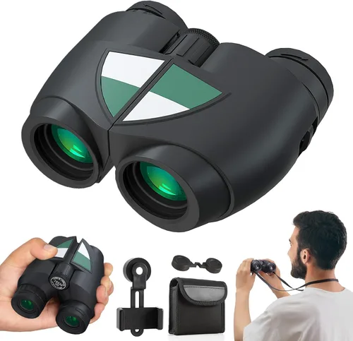 Prismáticos compactos de 15 x 32 para adultos, prismáticos pequeños y ligeros de alta potencia con adaptador de teléfono para conciertos, cruceros,