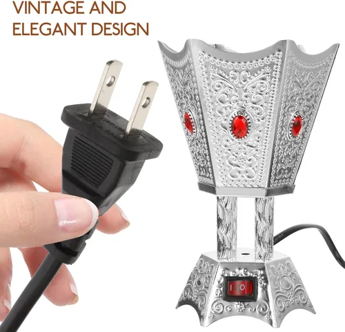 Miniatura 8 de MAGICLULU Quemador de incienso eléctrico para aromaterapia en el hogar, quemador de mesa con cuerpo de metal compacto, 6.69 x 4.52 x 4.52 pulgadas