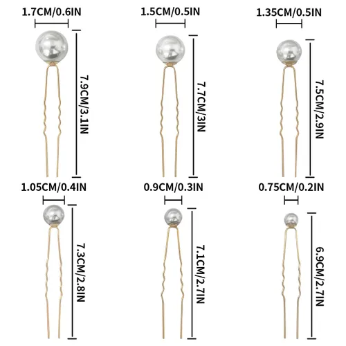 Miniatura 5 de 18 horquillas para el pelo con perlas de boda, pasadores en forma de U, accesorios para novias, damas de honor, mujeres (dorado)