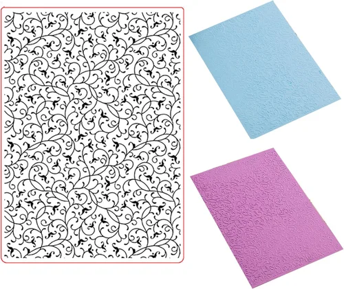 Arbuya Carpetas en relieve de plástico para hacer tarjetas o diario Flores de filigrana en relieve plantillas de álbum de fotos Papel hecho a mano