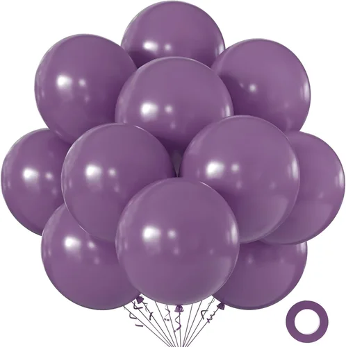 Miniatura 29 de KALOR Globos color morado ceniza de 18 pulgadas, 10 globos de látex mate, globos redondos grandes para bodas, baby shower, fiestas de cumpleaños