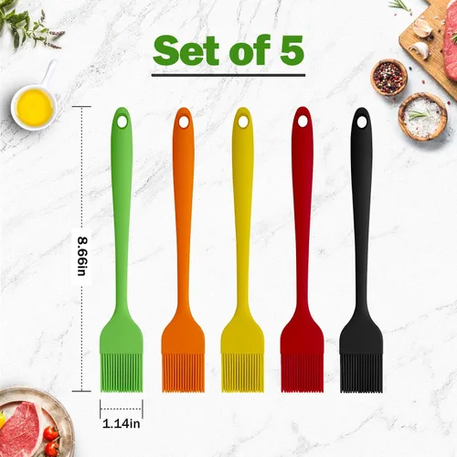 Miniatura 3 de Craebuer Cepillos de silicona para repostería, paquete de 5 cepillos de cocina resistentes al calor para salsa de mantequilla de aceite, cepillo