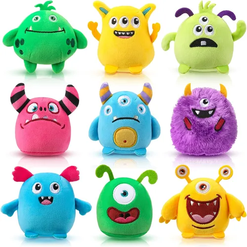 Miniatura 11 de Libima 9 piezas mini llaveros de animales de peluche de 3.15 pulgadas, pequeños adornos lindos de felpa, juguetes a granel para baby shower