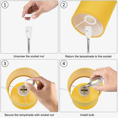 Miniatura 6 de Alee - Juego de 2 lámparas de mesa amarillas para sala de estar y dormitorio, 4.33 pulgadas de alto, 12.21 pulgadas, bombilla excluida