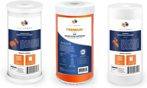 Miniatura 13 de Aquaboon Cartrige de reducción de cloro de 5 micrones, 10 x 4.5 de carbono, y 2 filtros de agua de reducción de sedimentos, repuesto para filtro