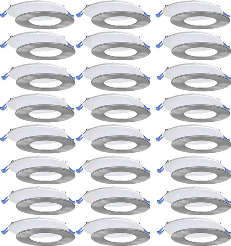 Nadair SL6-1125-24WH3KBN Paquete de 24 cajas de conexiones ultra empotrables regulables de 6 pulgadas, 12 W, 1000 lúmenes, 3000 K cálidas, blancas y