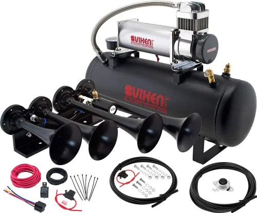 Vixen Horns Kit de bocina de tren para camiones/coche/semi. Sistema completo a bordo: compresor de aire de 200 psi, tanque de 2.5 galones, 4
