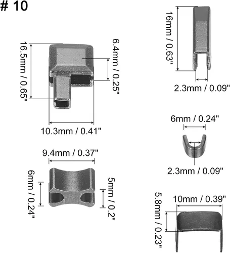 Miniatura 2 de uxcell Kit de reparación de cremallera, caja de retención deslizante de pestillo de metal #10, pasadores de inserción y topes inferiores superiores