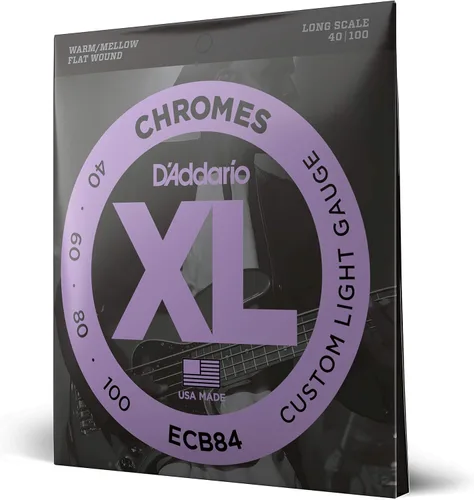Miniatura 8 de D'Addario XL Chromes ECB81-5 - Cuerdas para bajo con envoltura plana, 5 cuerdas, escala larga, calibre 45-132, regulares, ligeras