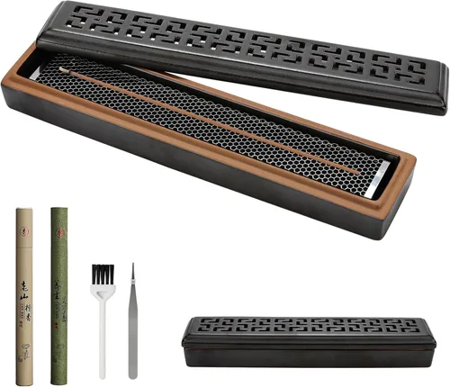 Miniatura 11 de CEREMONY Soporte de incienso para palos, quemador de incienso de cerámica con 60 varillas de incienso para salvia Palo Santo, soporte resistente al