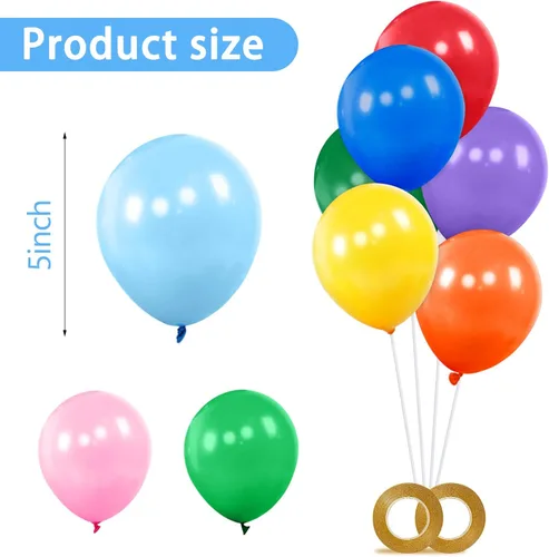 Miniatura 5 de 200 globos de 5 pulgadas, colores surtidos, pequeños globos de látex arcoíris para fiesta, cumpleaños, baby shower, aniversario, festival