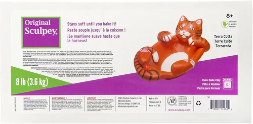 Original Sculpey® Terra Cotta, no tóxico, arcilla polimérica, arcilla para hornear horno, 8 libras, ideal para modelar, esculpir, vacaciones,