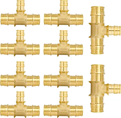 Miniatura 19 de PEX-A - Paquete combinado de accesorios de expansión – 1/2 pulgada en T y codo, paquete de 10 (5 T + 5 codos), latón sin plomo, compatible