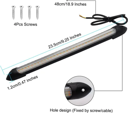Miniatura 6 de Luces LED exteriores para automóvil, 2 piezas de tira de luz diurna flexible impermeable, faro de automóvil secuencial, señal de giro secuencial
